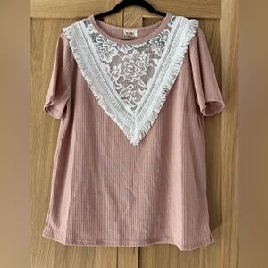 BiBi Mauve Lace Accent Tee